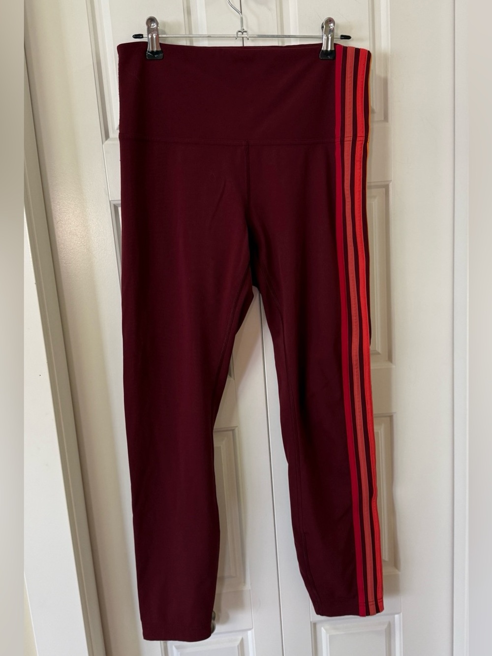 Lululemon Size 8 Burgundy High-Rise Leggings Rainbow Side Stripe